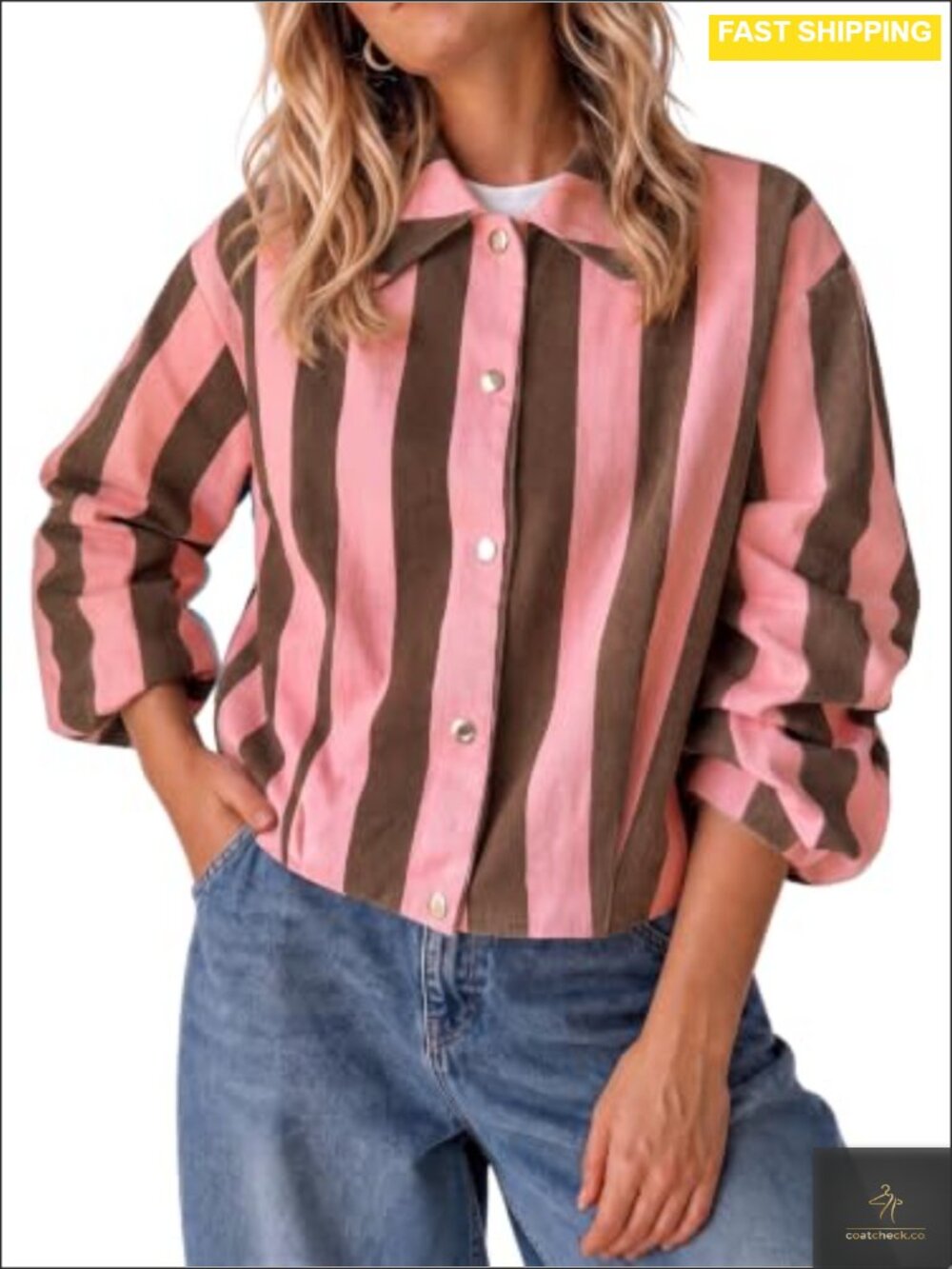 Womens 100% Cotton Polka Dot Button Down Denim Jacket Casual Fall Jean Coat